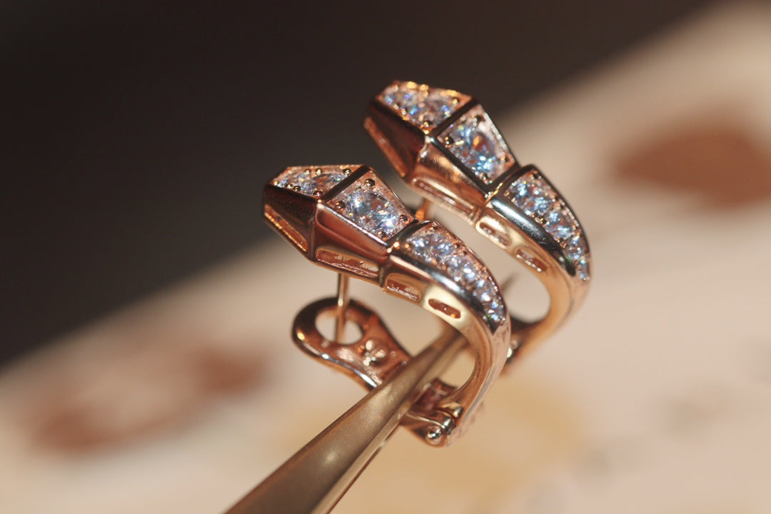 [Lumi Jewelry]SERPENT PINK GOLD DIAMOND EARRINGS
