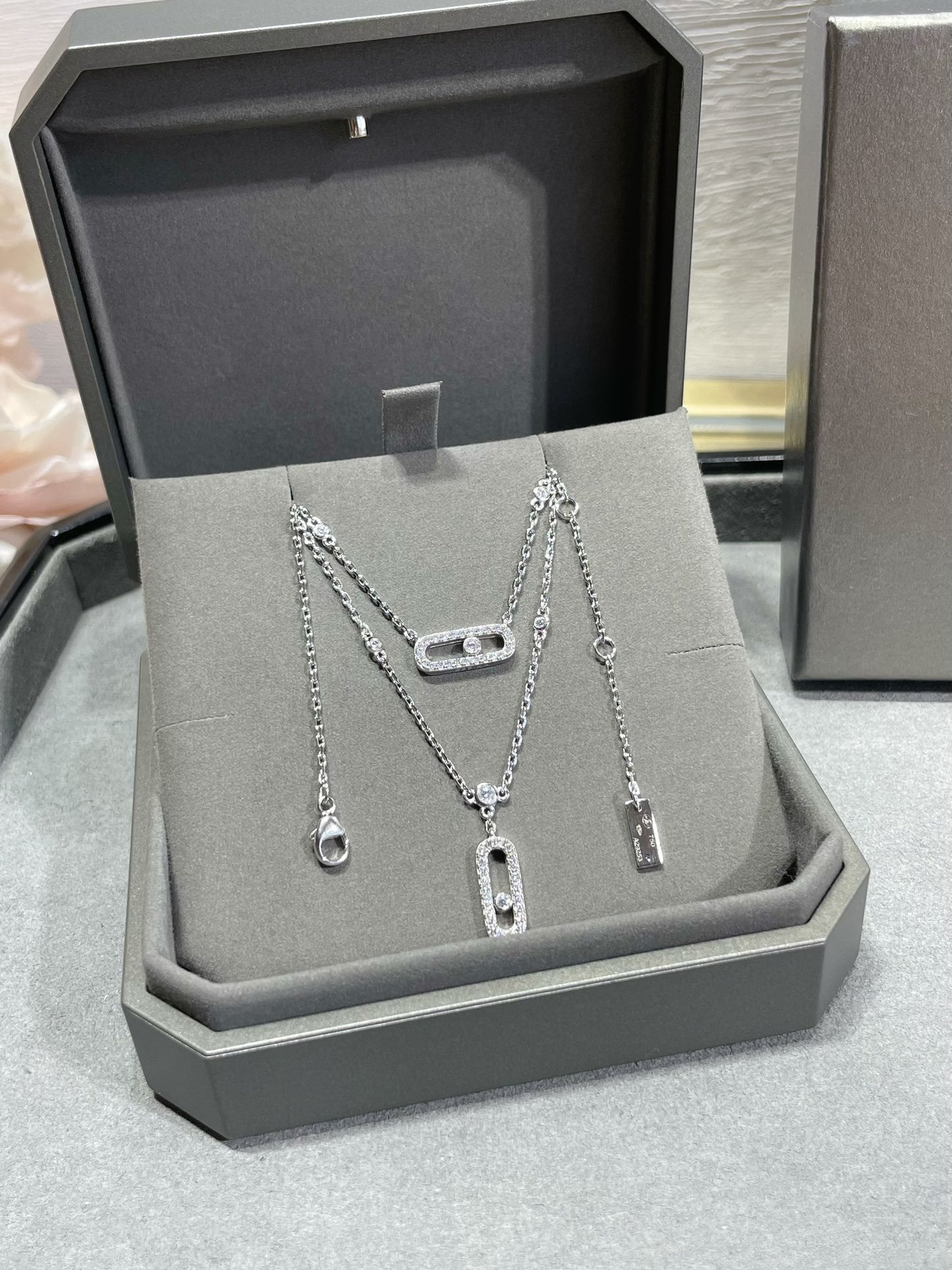 [Lumi Jewelery]MOVE 2 ROW DIAMOND NECKLACE