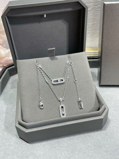 [Lumi Jewelery]MOVE 2 ROW DIAMOND NECKLACE