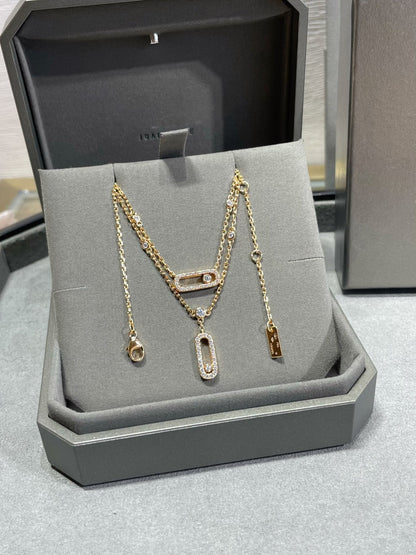 [Lumi Jewelery]MOVE 2 ROW DIAMOND NECKLACE