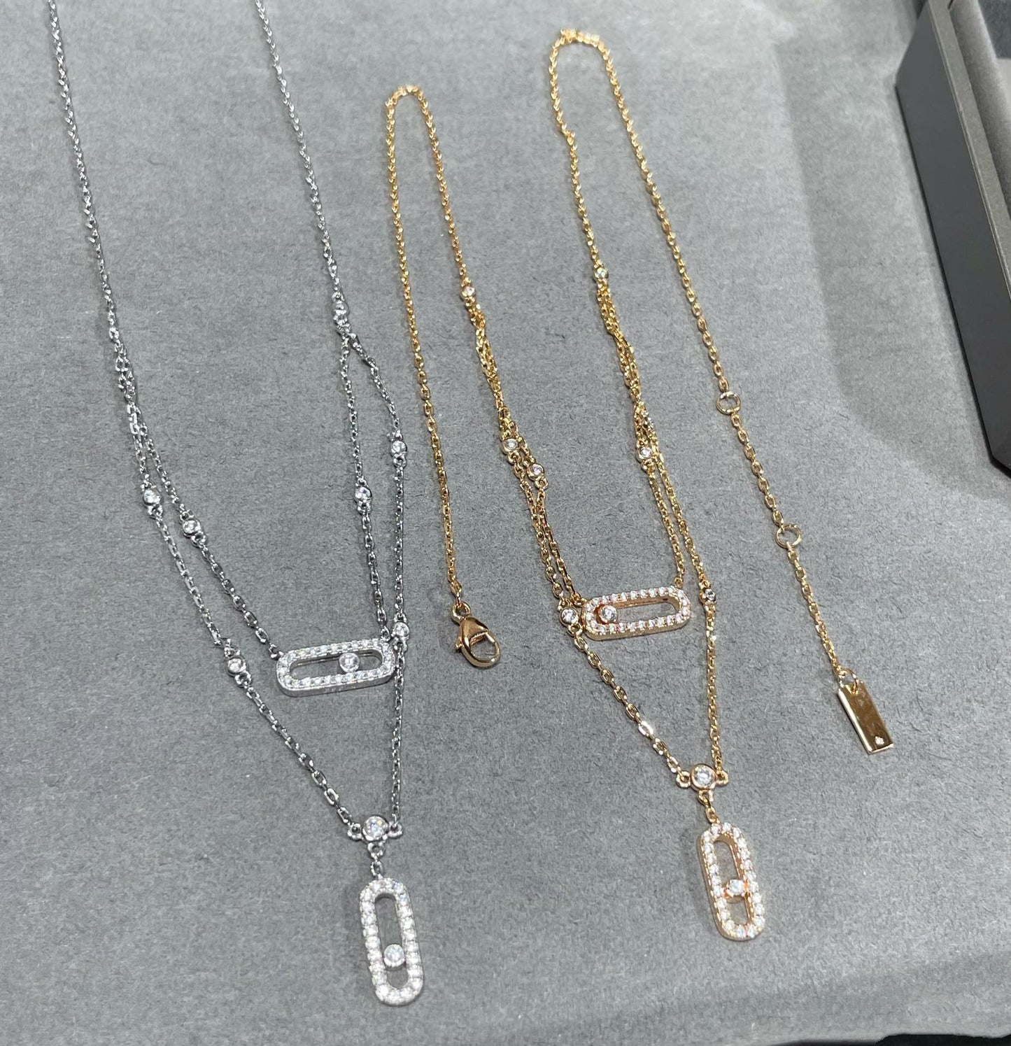 [Lumi Jewelery]MOVE 2 ROW DIAMOND NECKLACE