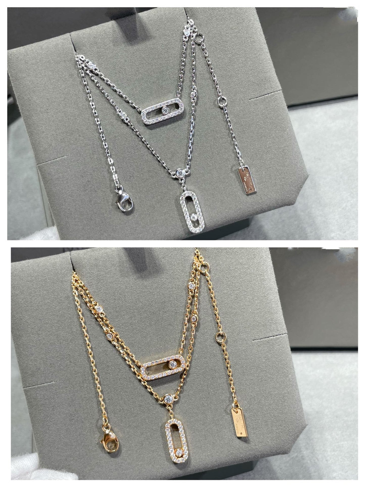 [Lumi Jewelery]MOVE 2 ROW DIAMOND NECKLACE
