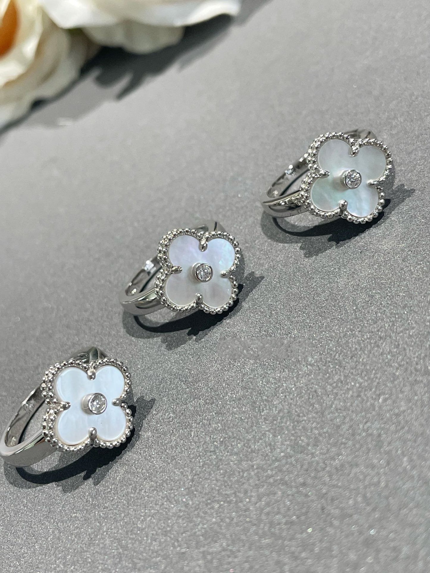 [Lumi Jewelry]CLOVER SILVER MOP DIAMOND RING