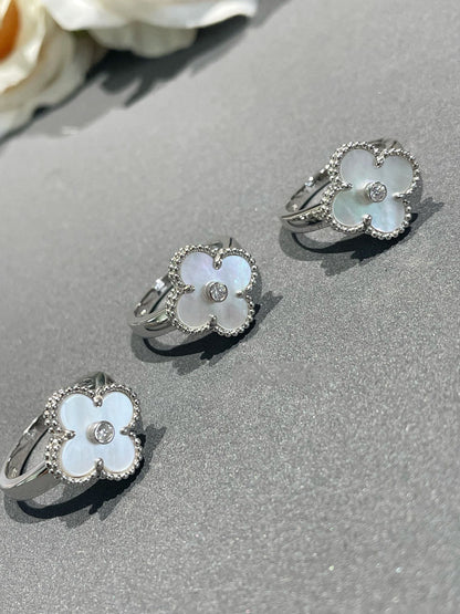 [Lumi Jewelry]CLOVER SILVER MOP DIAMOND RING