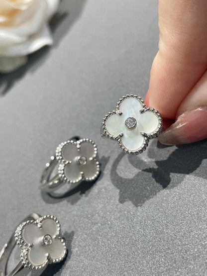 [Lumi Jewelry]CLOVER SILVER MOP DIAMOND RING