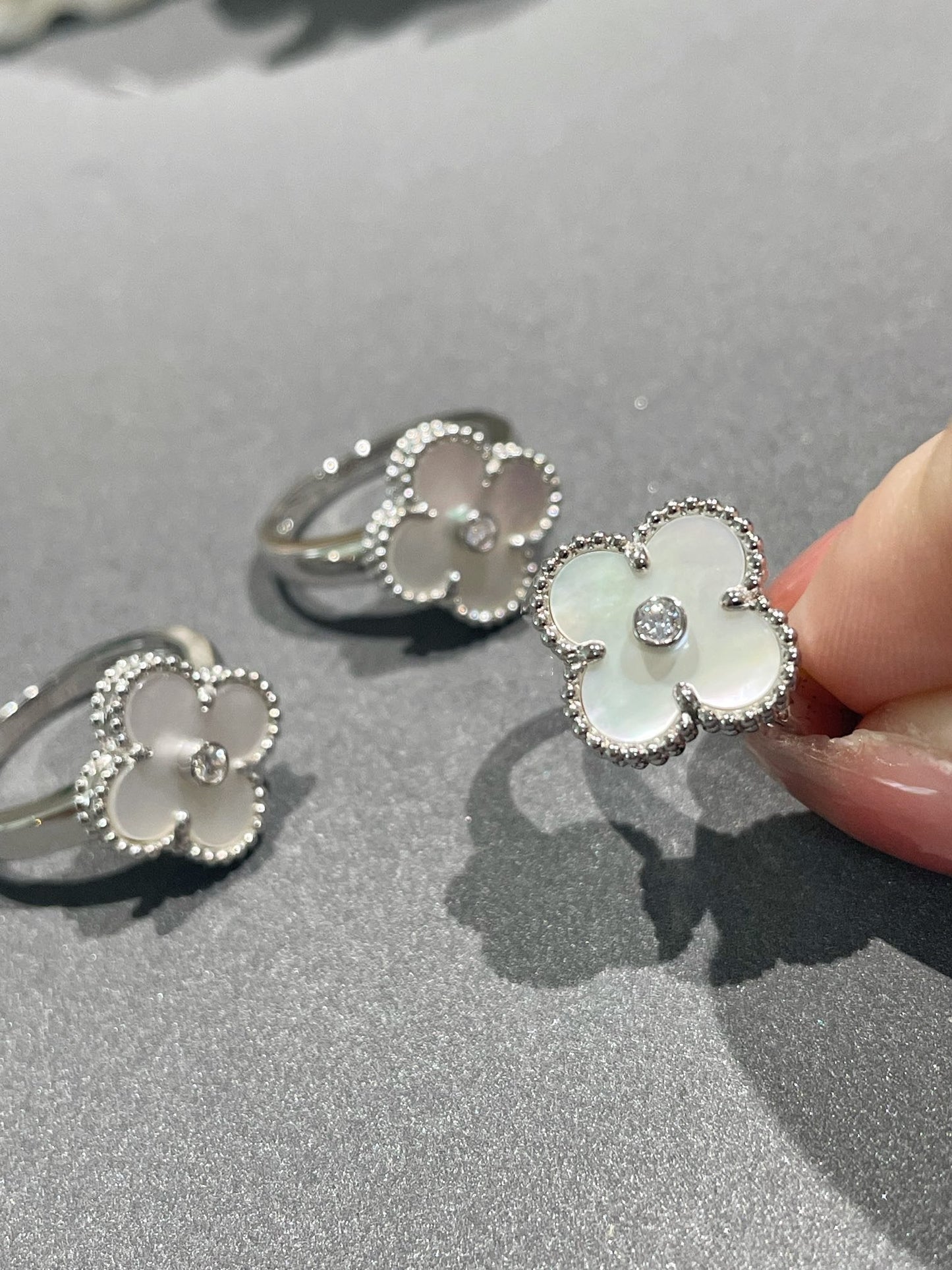 [Lumi Jewelry]CLOVER SILVER MOP DIAMOND RING