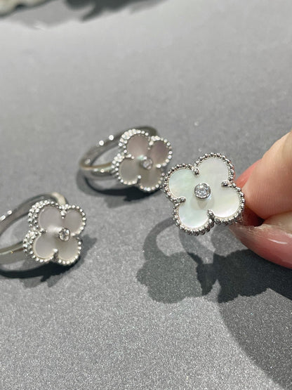 [Lumi Jewelry]CLOVER SILVER MOP DIAMOND RING