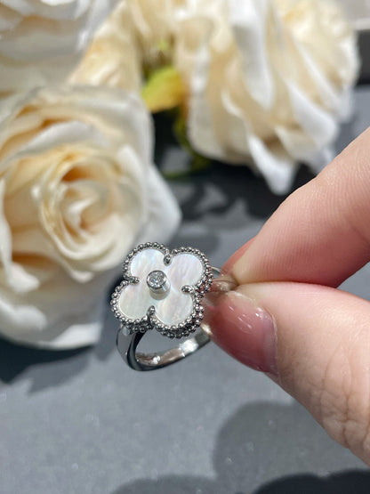 [Lumi Jewelry]CLOVER SILVER MOP DIAMOND RING