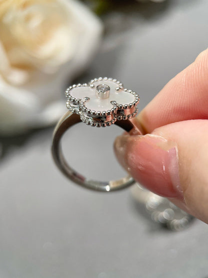 [Lumi Jewelry]CLOVER SILVER MOP DIAMOND RING