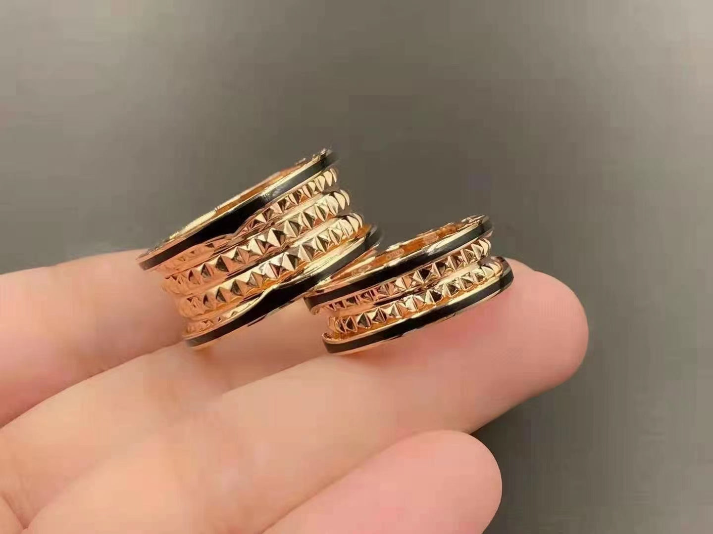 [Lumi Jewelry]ZERO 1 ROCK BLACK CERAMIC PINK GOLD LARGE MODEL