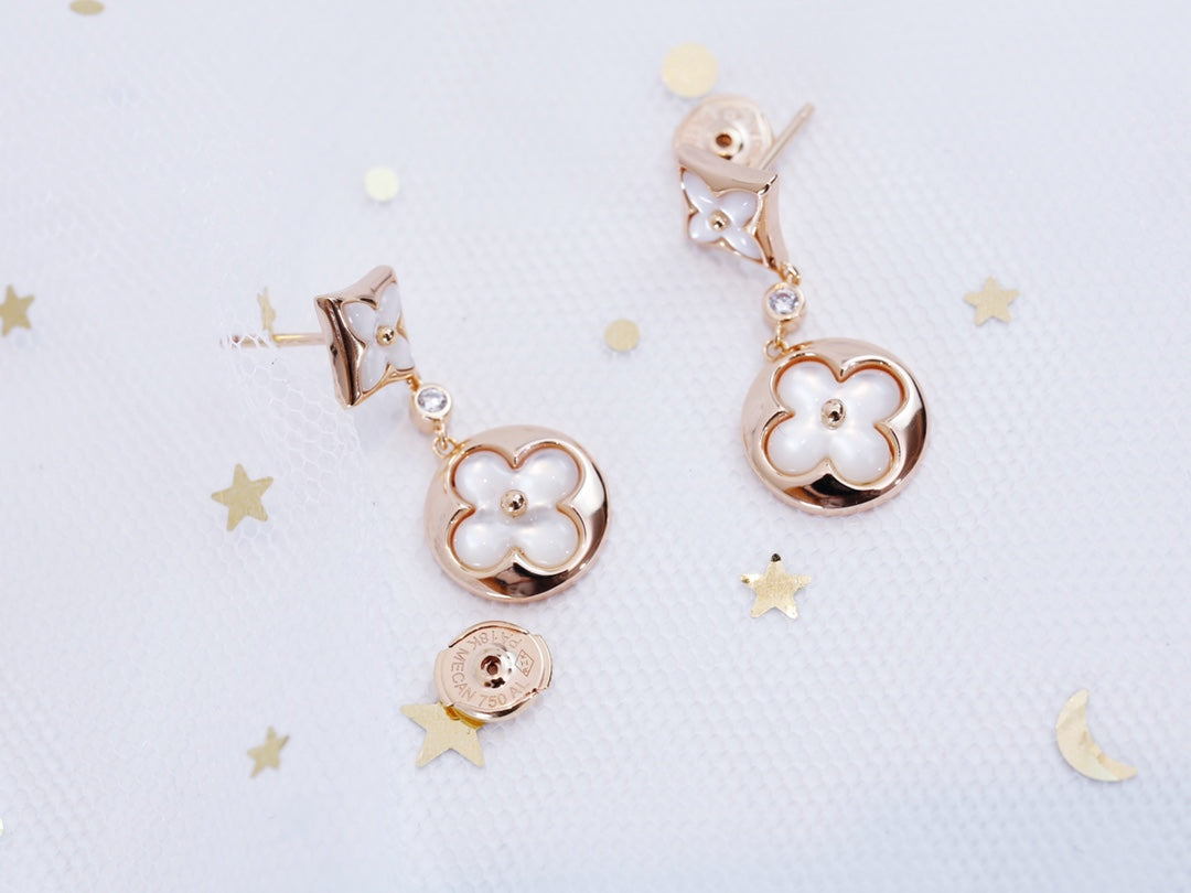 [Lumi Jewelry]STAR AND SUN PINK GOLD MOP DROP EARRINGS