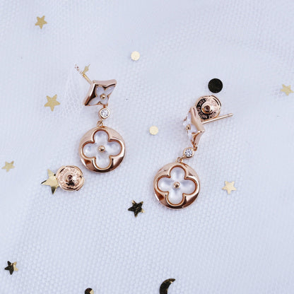 [Lumi Jewelry]STAR AND SUN PINK GOLD MOP DROP EARRINGS