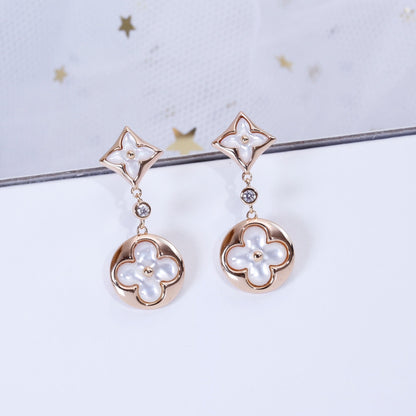 [Lumi Jewelry]STAR AND SUN PINK GOLD MOP DROP EARRINGS