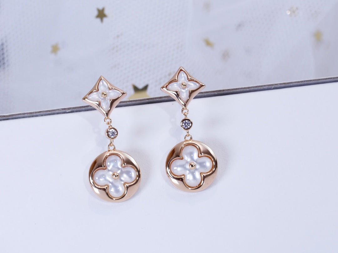 [Lumi Jewelry]STAR AND SUN PINK GOLD MOP DROP EARRINGS