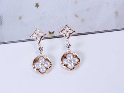 [Lumi Jewelry]STAR AND SUN PINK GOLD MOP DROP EARRINGS