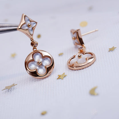 [Lumi Jewelry]STAR AND SUN PINK GOLD MOP DROP EARRINGS