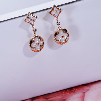 [Lumi Jewelry]STAR AND SUN PINK GOLD MOP DROP EARRINGS