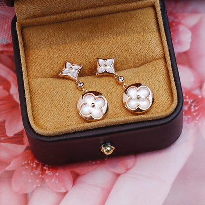[Lumi Jewelry]STAR AND SUN PINK GOLD MOP DROP EARRINGS