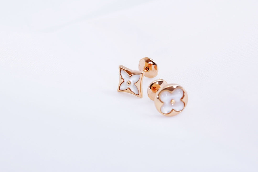 [Lumi Jewelry]STAR AND SUN PINK GOLD MOP STUD EARRINGS