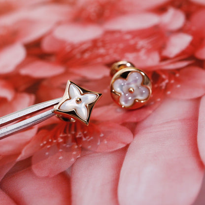 [Lumi Jewelry]STAR AND SUN PINK GOLD MOP STUD EARRINGS