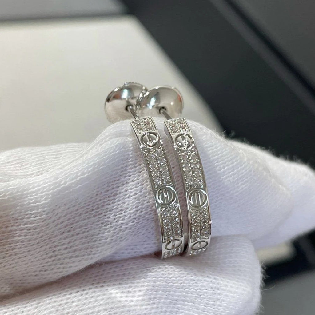 [Lumi Jewelry]LOVE EARRINGS 3.6MM DIAMOND PAVED
