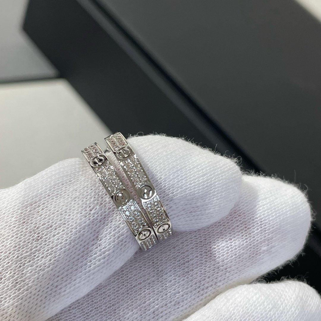 [Lumi Jewelry]LOVE DIAMOND SILVER HOOP EARRINGS