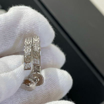 [Lumi Jewelry]LOVE DIAMOND SILVER HOOP EARRINGS