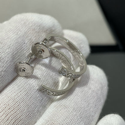[Lumi Jewelry]LOVE DIAMOND SILVER HOOP EARRINGS