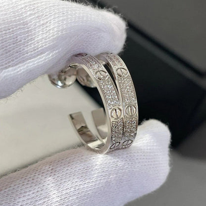 [Lumi Jewelry]LOVE EARRINGS 3.6MM DIAMOND PAVED