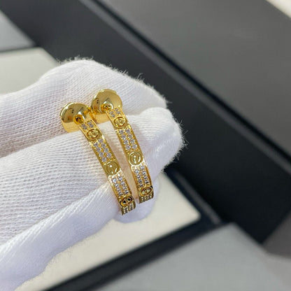 [Lumi Jewelry]LOVE DIAMOND GOLD HOOP EARRINGS