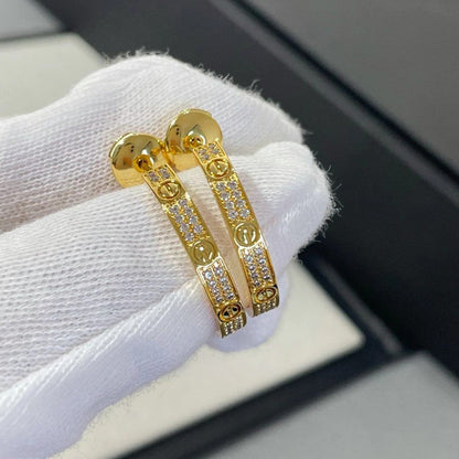 [Lumi Jewelry]LOVE EARRINGS 3.6MM DIAMOND PAVED