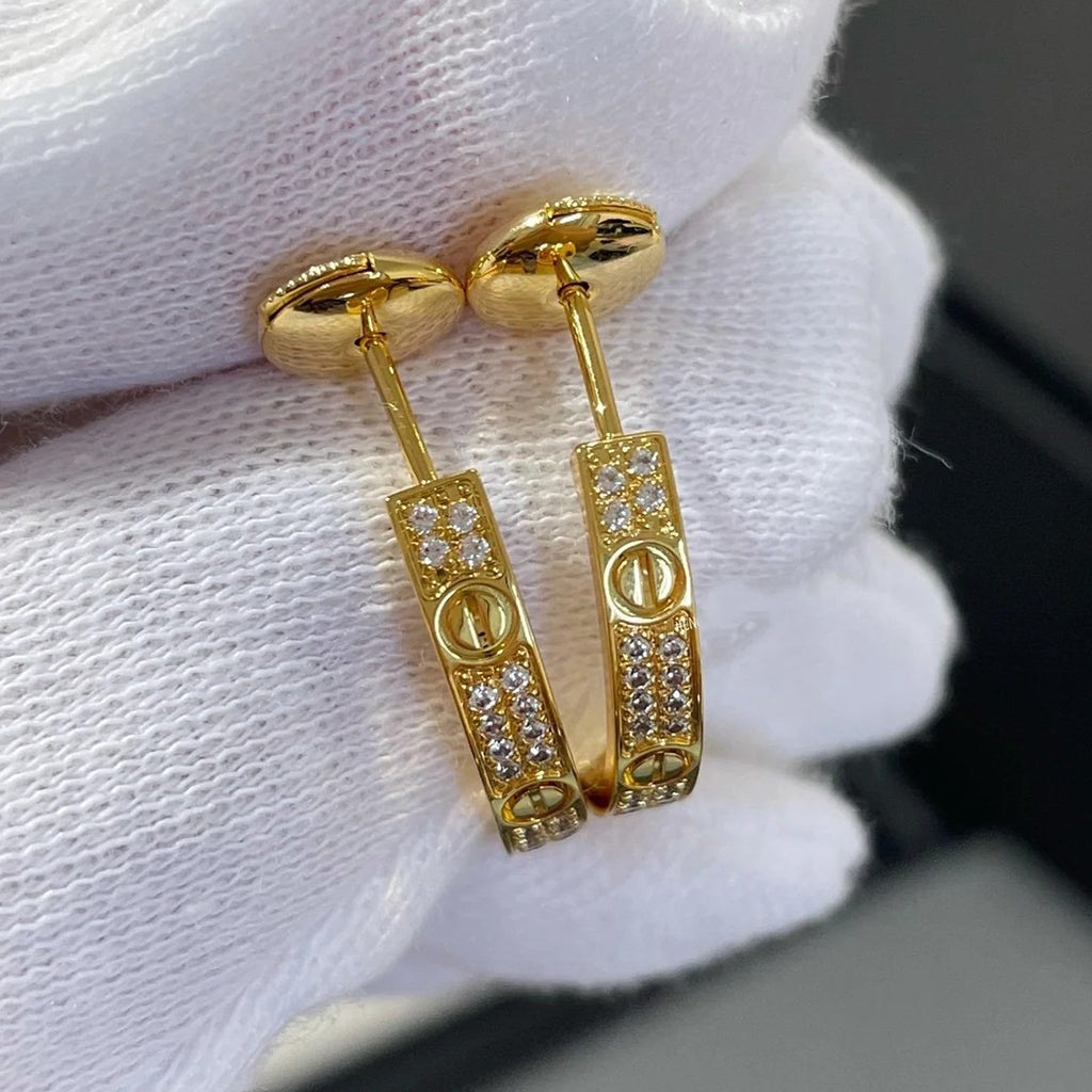 [Lumi Jewelry]LOVE EARRINGS 3.6MM DIAMOND PAVED