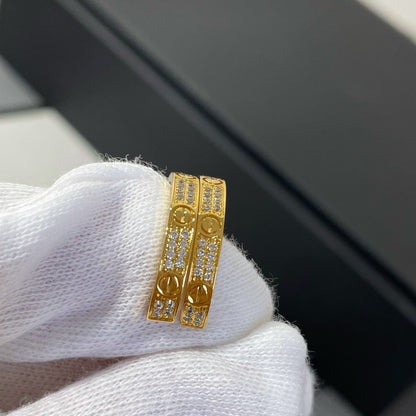 [Lumi Jewelry]LOVE DIAMOND GOLD HOOP EARRINGS