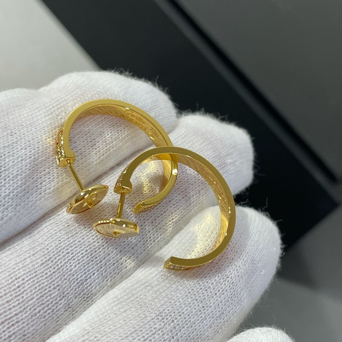 [Lumi Jewelry]LOVE DIAMOND GOLD HOOP EARRINGS