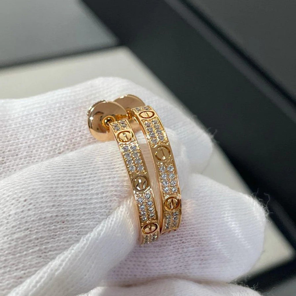 [Lumi Jewelry]LOVE EARRINGS 3.6MM DIAMOND PAVED