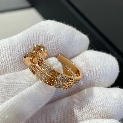 [Lumi Jewelry]LOVE EARRINGS 3.6MM DIAMOND PAVED