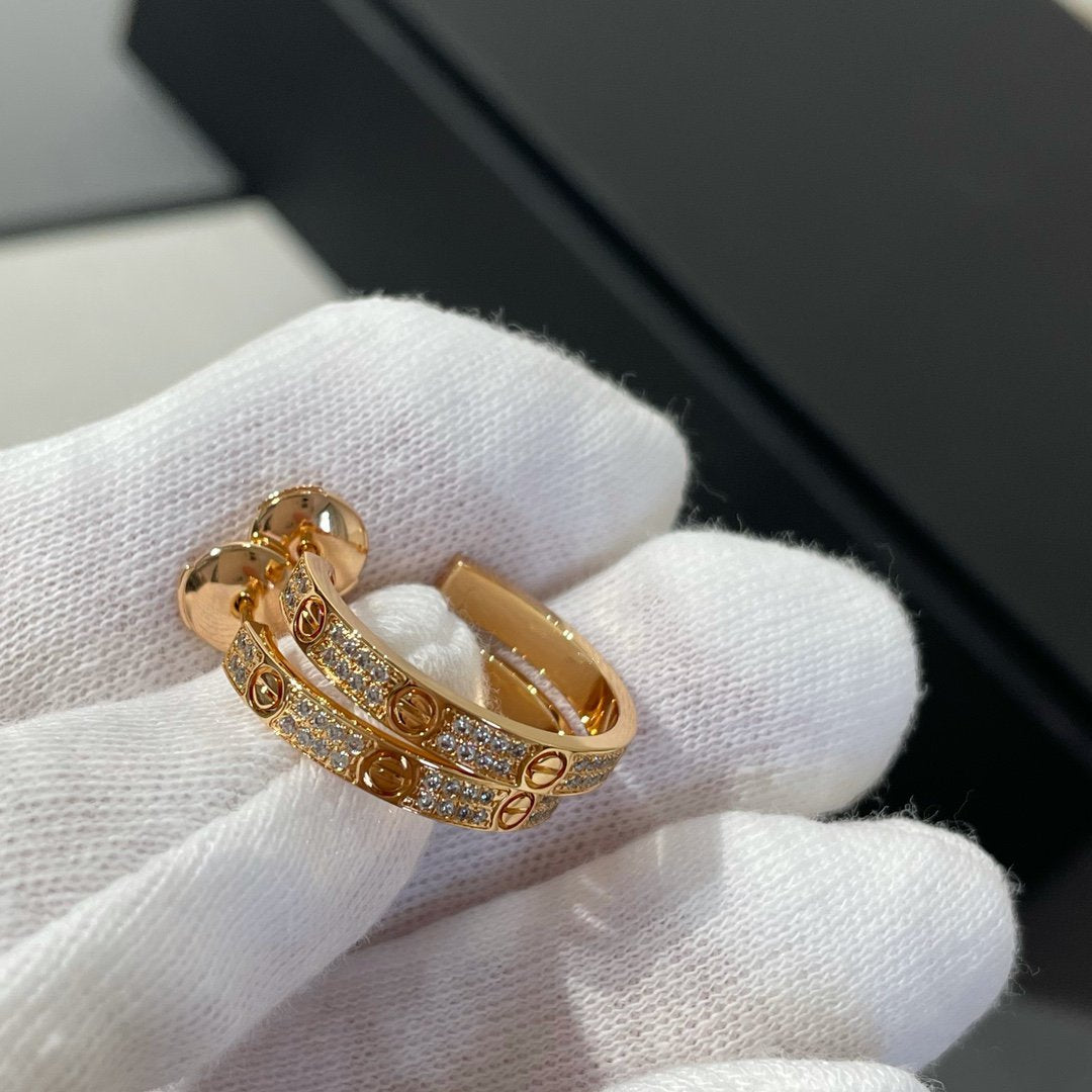 [Lumi Jewelry]LOVE DIAMOND PINK GOLD HOOP EARRINGS