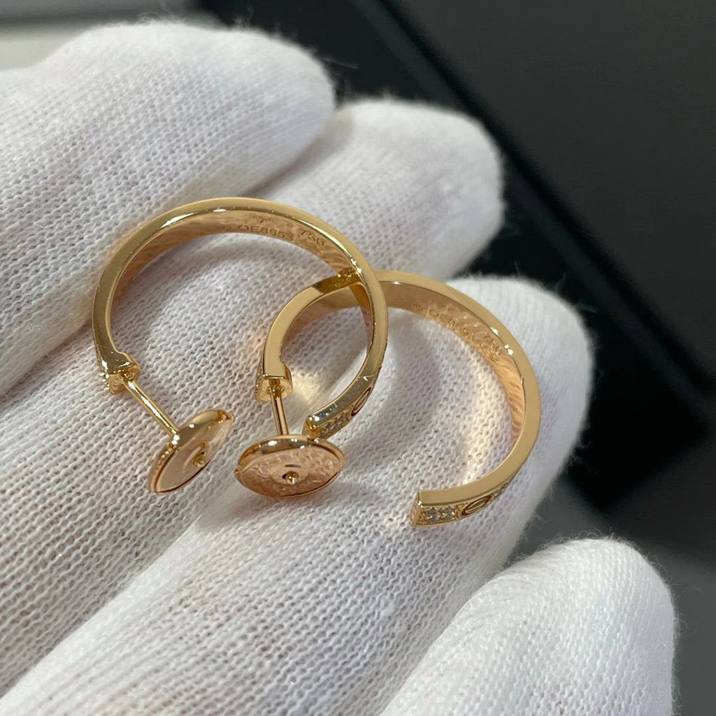 [Lumi Jewelry]LOVE EARRINGS 3.6MM DIAMOND PAVED