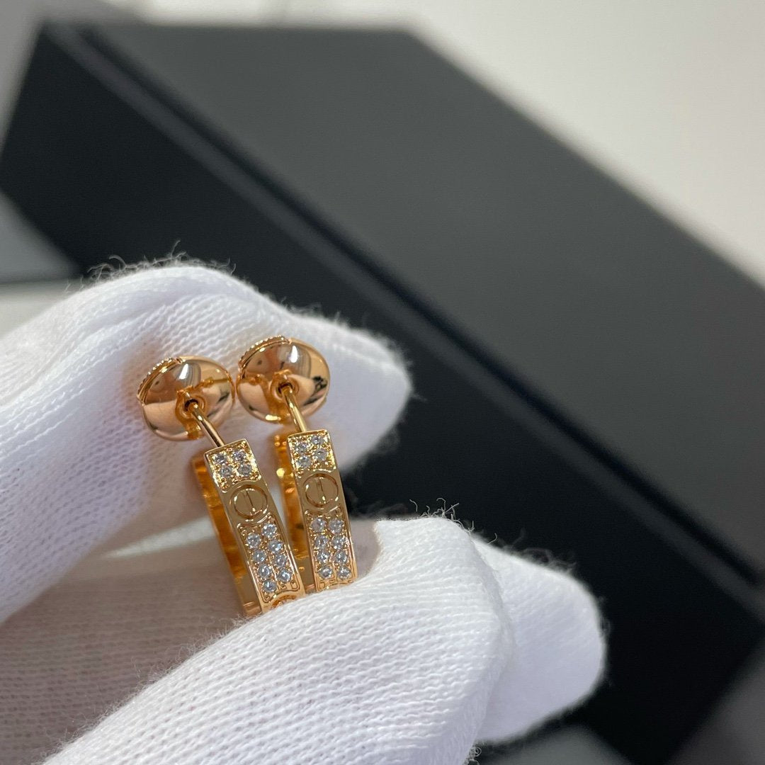 [Lumi Jewelry]LOVE DIAMOND PINK GOLD HOOP EARRINGS
