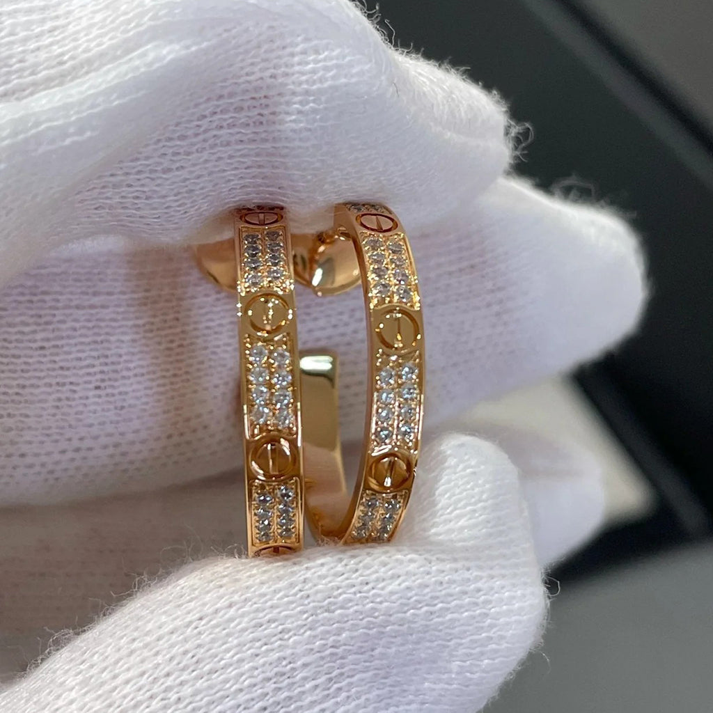 [Lumi Jewelry]LOVE EARRINGS 3.6MM DIAMOND PAVED