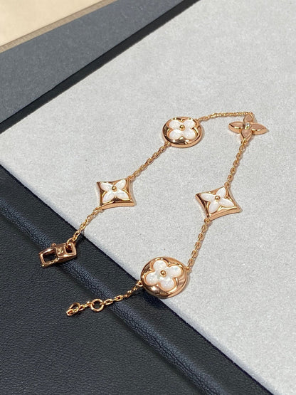 [Lumi Jewelry]STAR AND SUN 5 MOTIF MOP PINK GOLD BRACELET