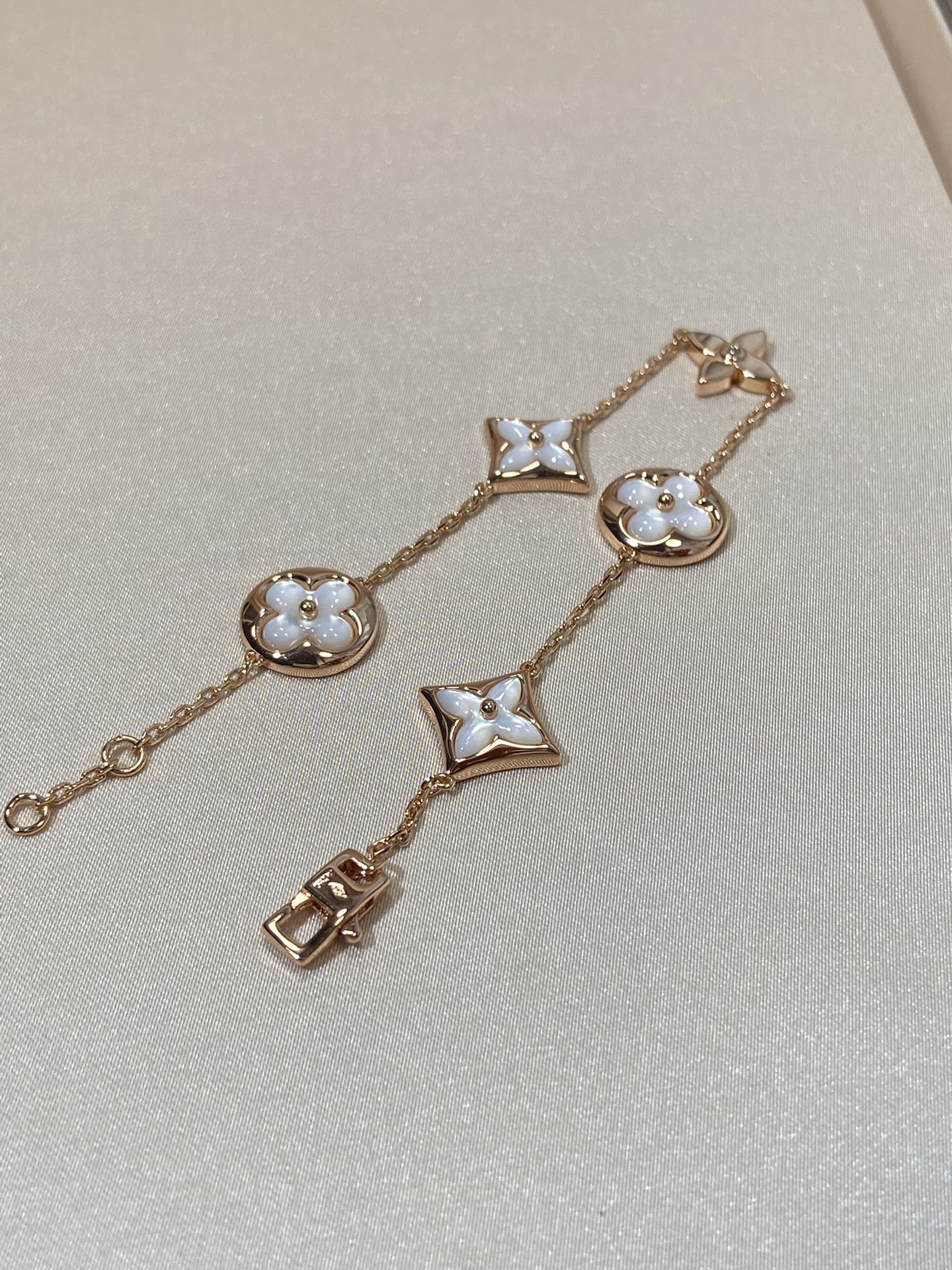 [Lumi Jewelry]STAR AND SUN 5 MOTIF MOP PINK GOLD BRACELET