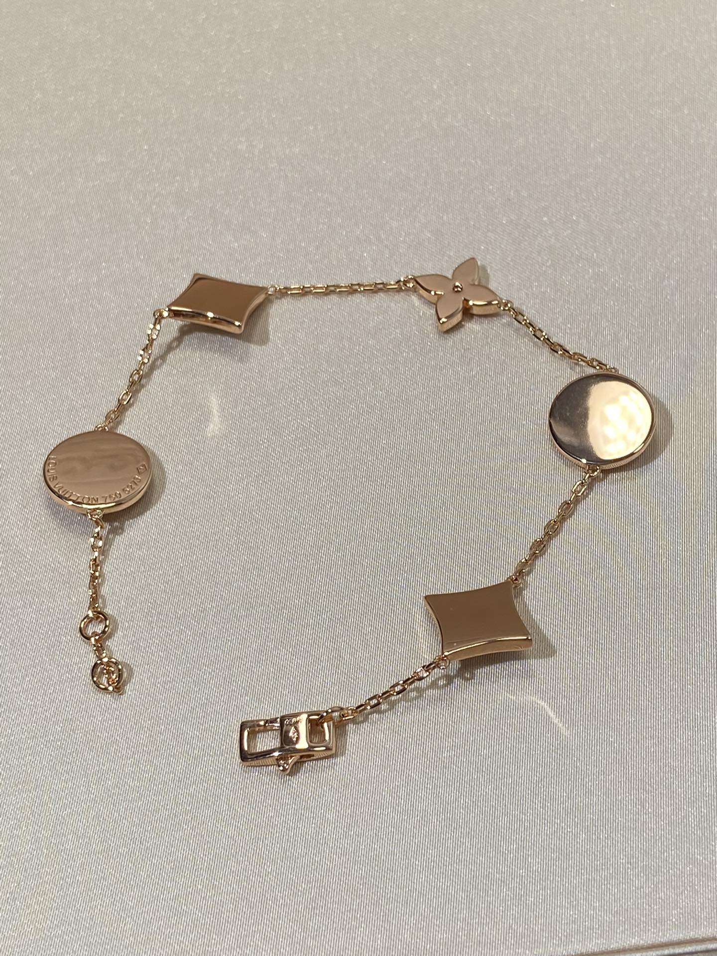 [Lumi Jewelry]STAR AND SUN 5 MOTIF MOP PINK GOLD BRACELET