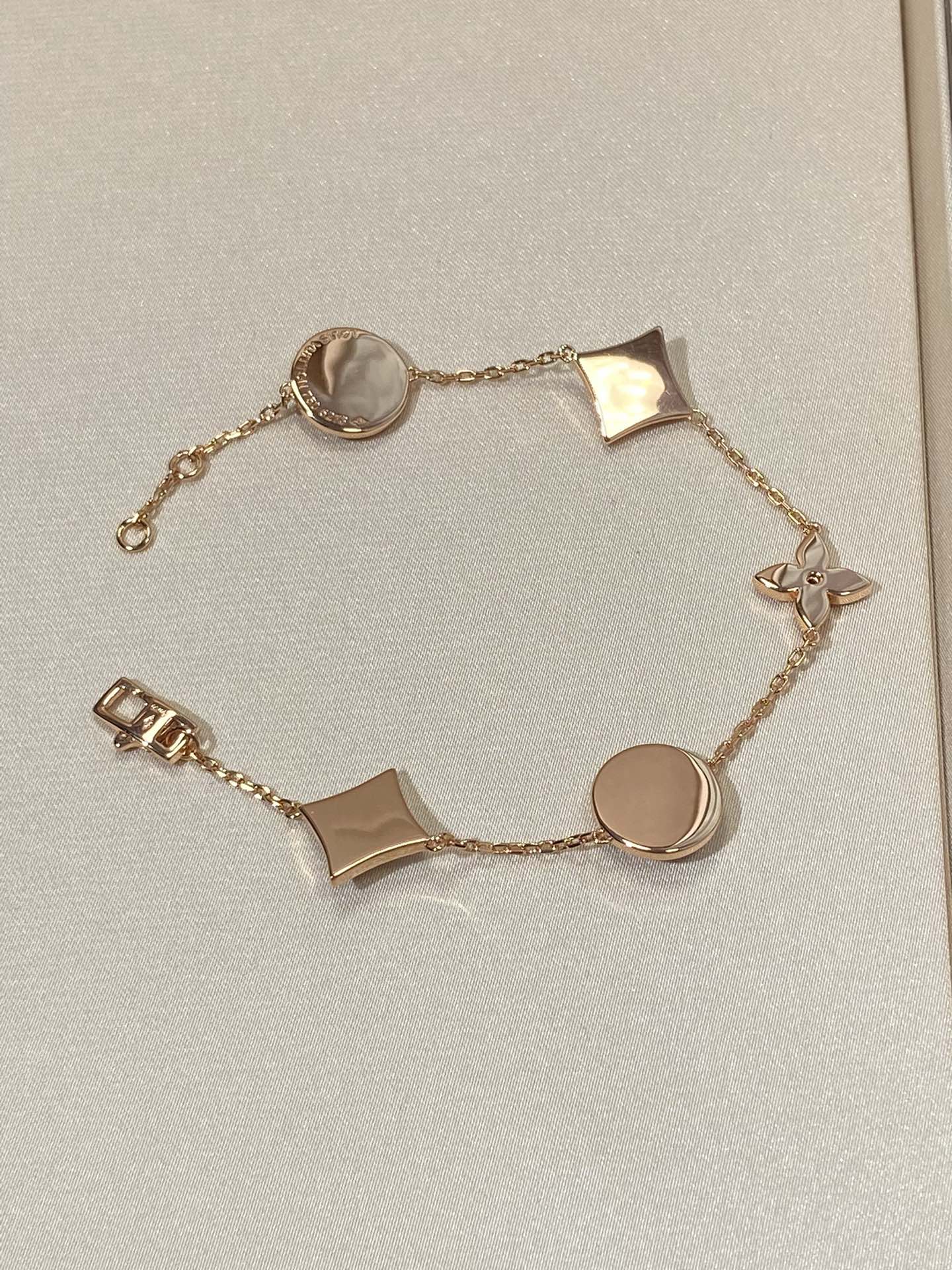 [Lumi Jewelry]STAR AND SUN 5 MOTIF MOP PINK GOLD BRACELET