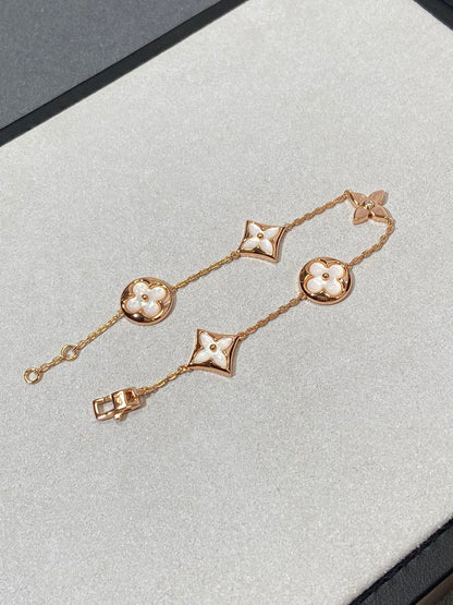 [Lumi Jewelry]STAR AND SUN 5 MOTIF MOP PINK GOLD BRACELET