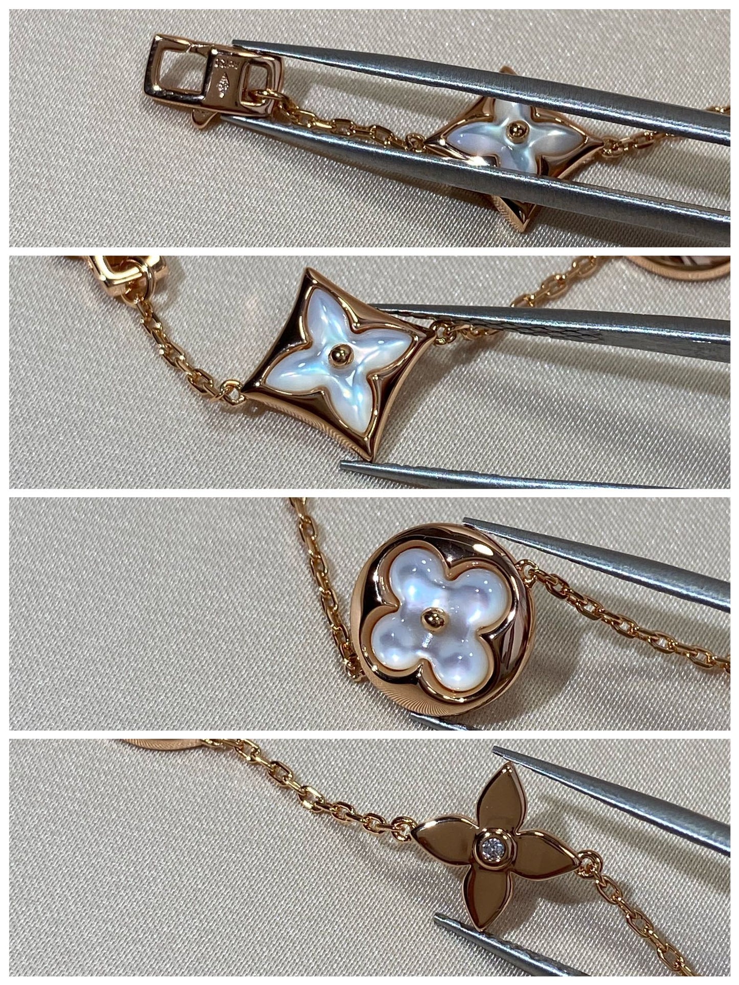 [Lumi Jewelry]STAR AND SUN 5 MOTIF MOP PINK GOLD BRACELET