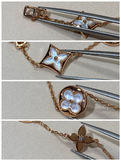 [Lumi Jewelry]STAR AND SUN 5 MOTIF MOP PINK GOLD BRACELET