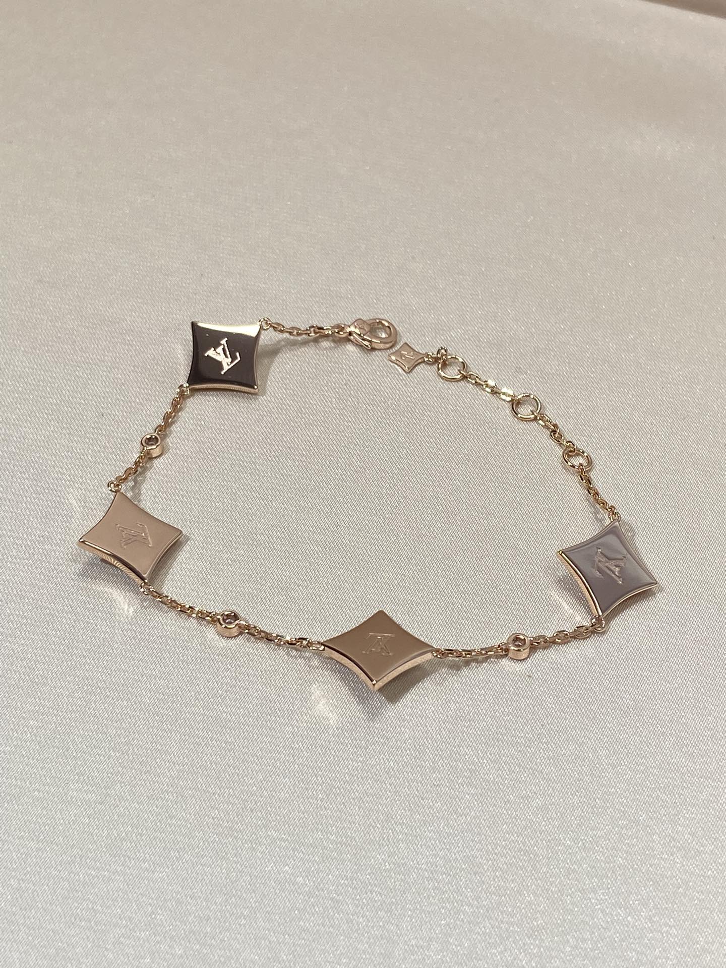 [Lumi Jewelry]STAR 4 MOTIF MOP DIAMOND PINK GOLD BRACELET