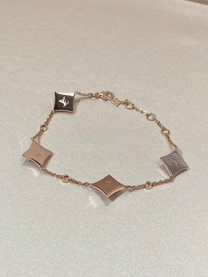 [Lumi Jewelry]STAR 4 MOTIF MOP DIAMOND PINK GOLD BRACELET