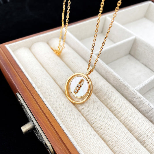 [Lumi Jewelery]LUCKY MOVE MOP PINK GOLD NECKLACE